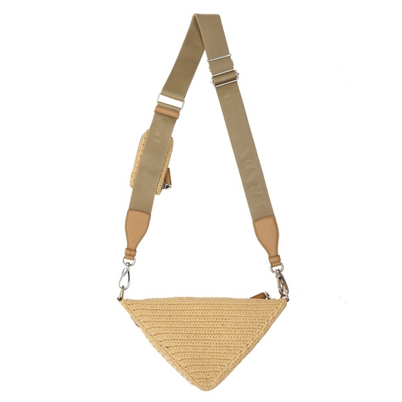 Prada Raffia Crochet Triangle Logo Crossbody 1BH190 New SIMOLI GROUP - Picture 3 of 8